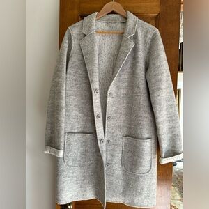 Halogen Women’s Jacket Wool Blend Gray With Pockets Snap Close Size L